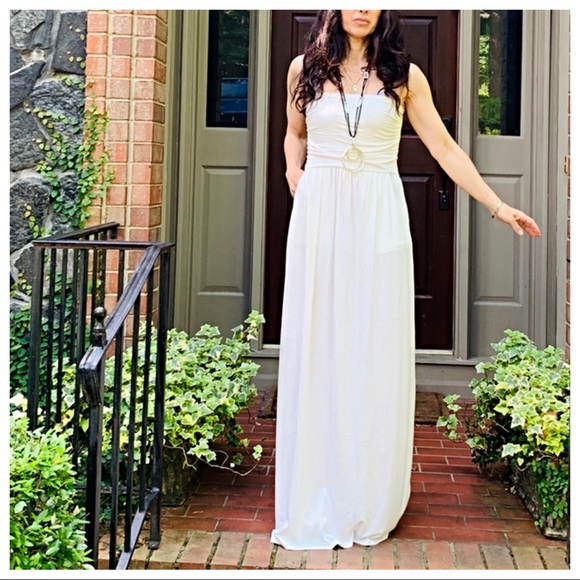 ✨LAST ONE✨Off white tube side pocket maxi dress - Picture 3 of 8